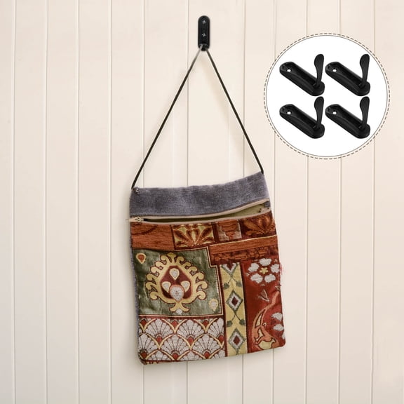 YUNLIGHTS 4Pcs Foldable Hidden Black Wall Hooks Zinc Alloy Space Saving Bathroom and Entryway Hangers