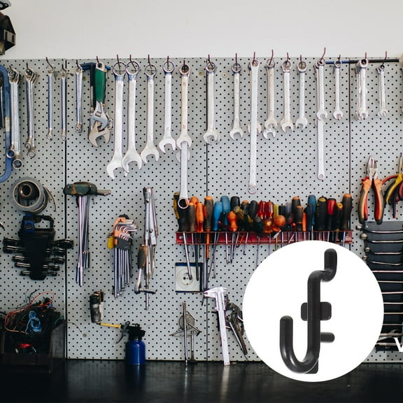 YUNLIGHTS 50PCS J Shape Hook Plastic Pegboard Hooks for Hanging Tools in Garage