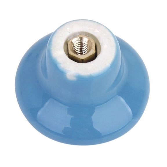YUNLIGHTS 5Pcs Blue Ceramic Round Cupboard Door Knobs with Metal Screws for Easy Install
