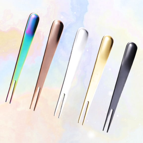 YUNLIGHTS 5pcs Stainless Steel Fruit Forks, 2 Prong Design, Simple Stylish Picks