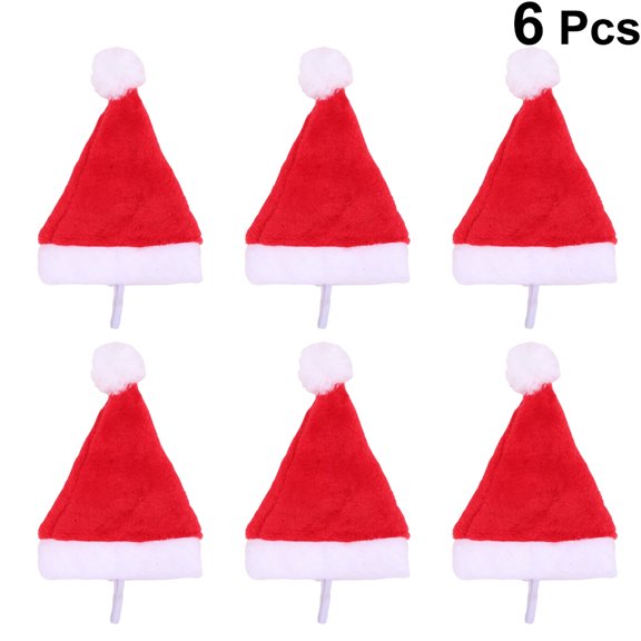 YUNLIGHTS 6Pcs Red Christmas Pet Hat Soft Woolen Material Perfect for Masquerade Parties