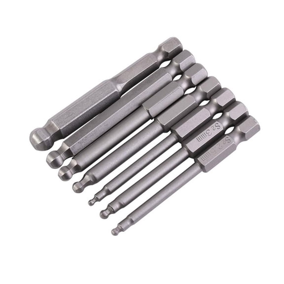 YUNLIGHTS 7Pcs Ball End Bit Set Dark Grey Steel High Precision for Drilling with Strong Magnetic Feature