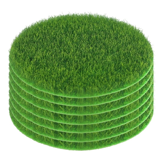 YUNLIGHTS 8Pcs Round Green Artificial Moss Mats for DIY Fairy Garden and Dollhouse
