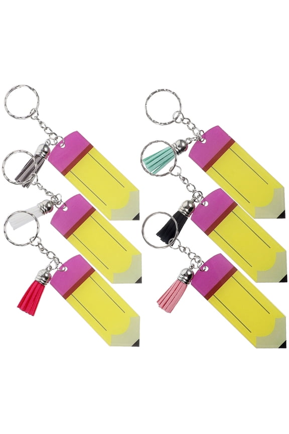 Acrylic Pencil Keychain Yellow Fun Key Decor for Teachers Holds Keys Securely Stylish Accessory 3.5in