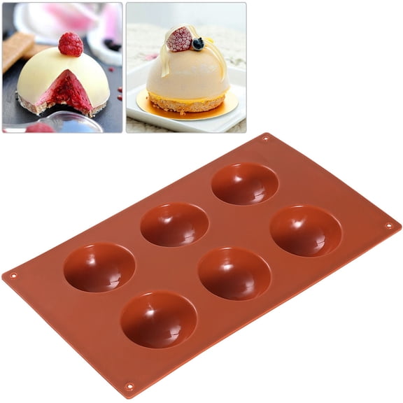 YUNLIGHTS Silicone Cake Mold for Baking 6-Cavity Half Circle Flexible Non Stick Assorted
