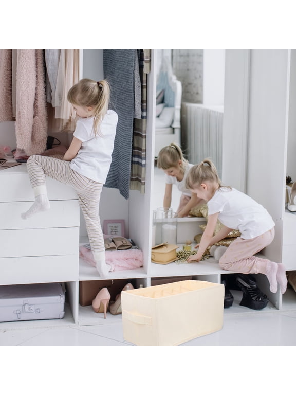 Beige T-Shirt Organizer Storage Box for Clothes Wardrobe, Home Closet Neat Arrangement and Space Saving