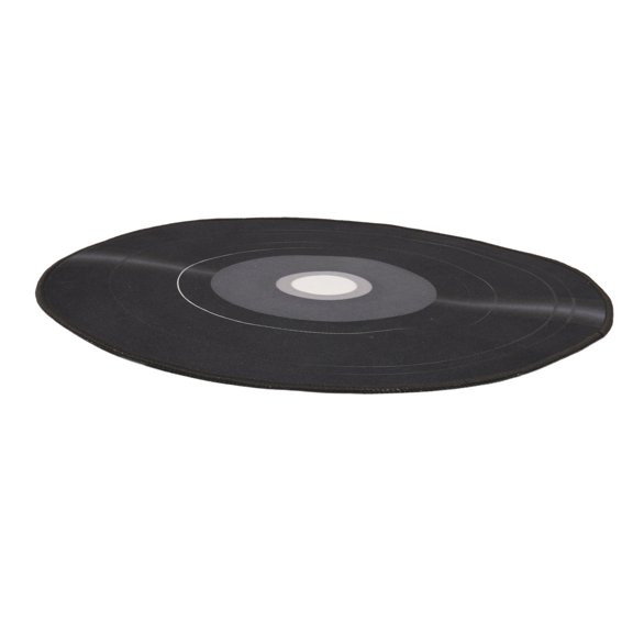 YUNLIGHTS Black Vinyl Record Rug Non Slip Round Area Rug for Music Room Decor and Retro Home Aesthetic