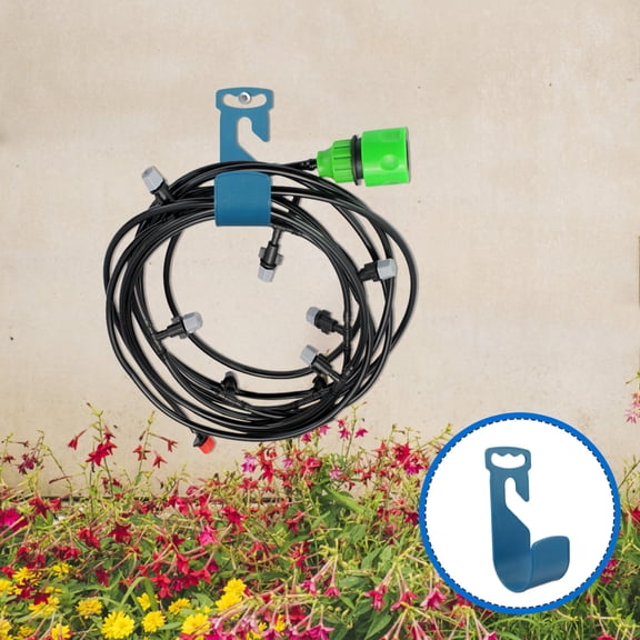 YUNLIGHTS Blue Plastic Wall Hose Storage Rack with Faucet Hook for Easy Garden Hose Organization