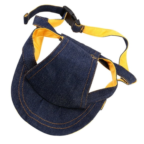 YUNLIGHTS Breathable Navy Puppy Hat with Ear Holes Adjustable Soft Denim Pet Baseball Cap