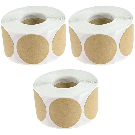 YUNLIGHTS Brown Round Kraft Paper Label Stickers Writable Adhesive for Envelope Sealing