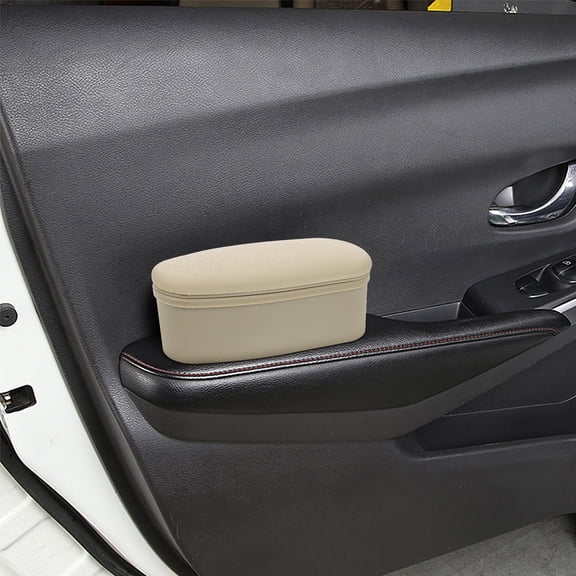 YUNLIGHTS Car Door Armrest Support Beige Auto Elbow Rest Cushion with Storage Box for Trucks