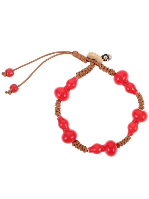 Ceramic Gourd Beaded Bracelet Red Woven Rope Good Fortune Jewelry