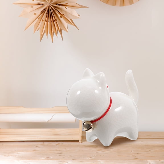 YUNLIGHTS Ceramic White Cat Ornament Craft Statue for Desktop Home Decoration