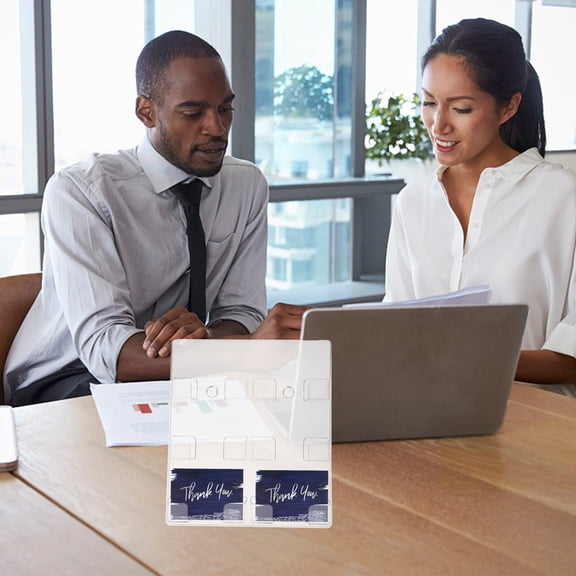 YUNLIGHTS Clear Glass Name Card Stand for Office Wall Mount and Desk with Easy Viewing