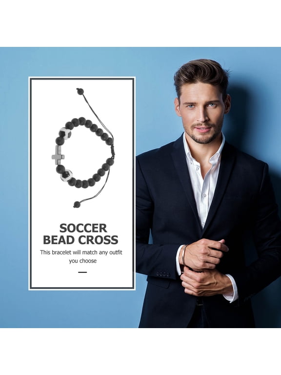 Creative Soccer Wrist Bracelet Black Braided String Adjustable Sports Accessory