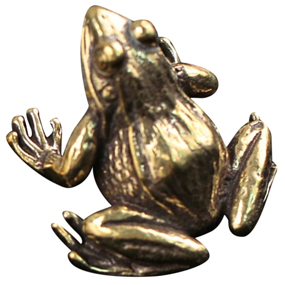 YUNLIGHTS Handmade Vintage Brass Frog Figurine for Garden and Desk Decoration