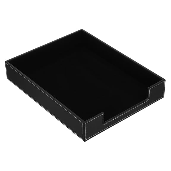 YUNLIGHTS Black Pu Letter Tray Stackable Desktop Document Organizer