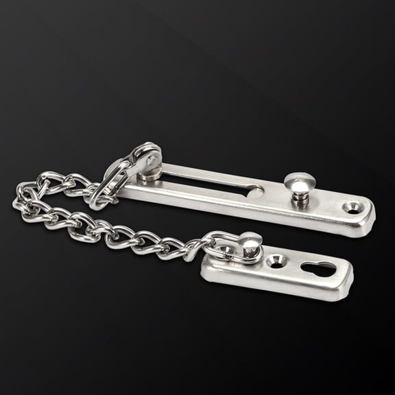 YUNLIGHTS Door Chain Guard Plated Silver with Wide Chain and Safety Buckle for Secure Viewing and Ventilation