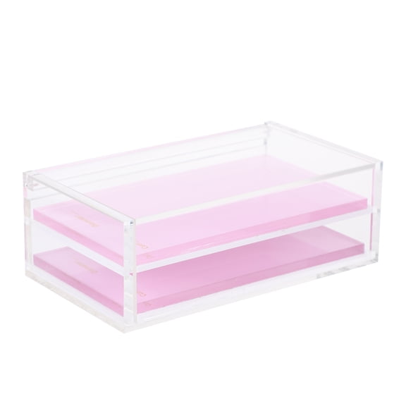 YUNLIGHTS Durable Pink Lash Organizer Case for False Eyelash Storage with Clear Lid