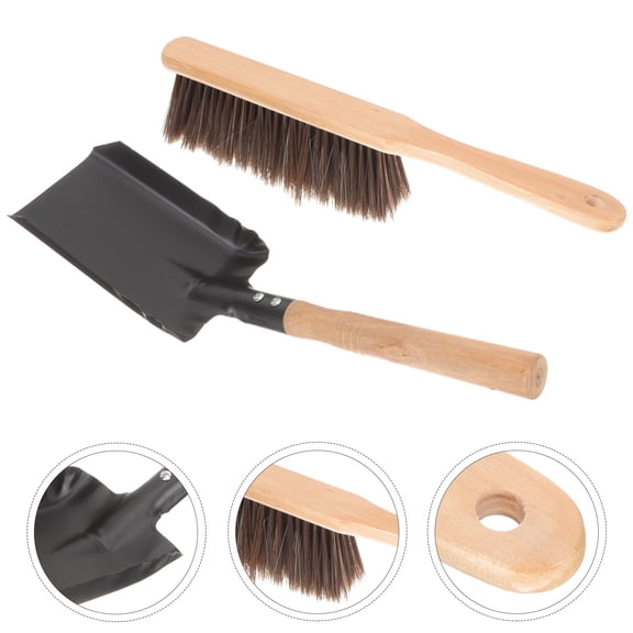 YUNLIGHTS Fireplace Cleaning Tool Set with Wooden Handle and Iron Ash Shovel for Easy Ash Removal, Safe for Adults and Kids