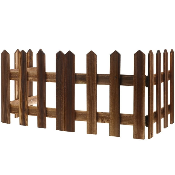 YUNLIGHTS Decorative Balcony Wood Fence Brown Wooden Garden Edging Outdoor 1 Set