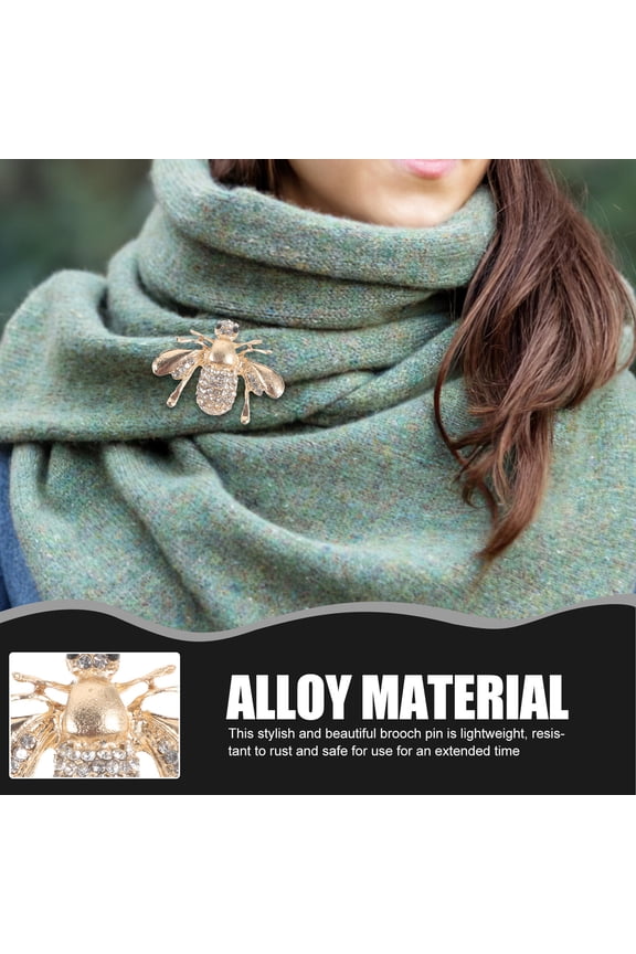 Golden Rhinestone Bee Brooch Pin Decorative Lapel Jewelry Accessory for Clothing and Backpacks