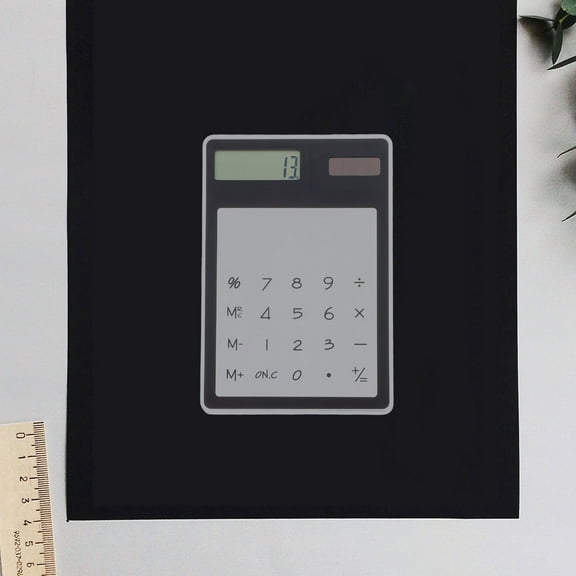 YUNLIGHTS Handheld Solar Calculator with Transparent Touch Panel for Math Calculate Black