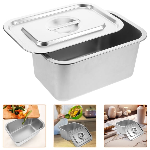 YUNLIGHTS Indoor Kitchen Compost Bin Stainless Steel Food Waste Container with Lid for Countertop