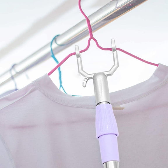 YUNLIGHTS Lightweight Plated Silver Clothes Drying Pole with Adjustable Length for Home
