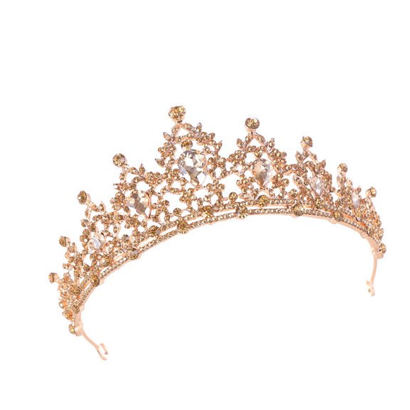 YUNLIGHTS Wedding Decor Crown Bridal Rhinestone Headwear Golden Alloy Durable Lightweight