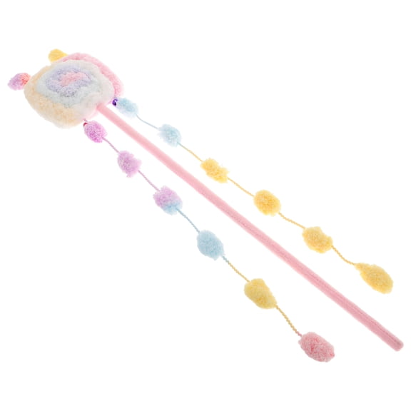 YUNLIGHTS Long Plush Cat Teaser Wand for Indoor Cats Macaron Color Lollipop Shape