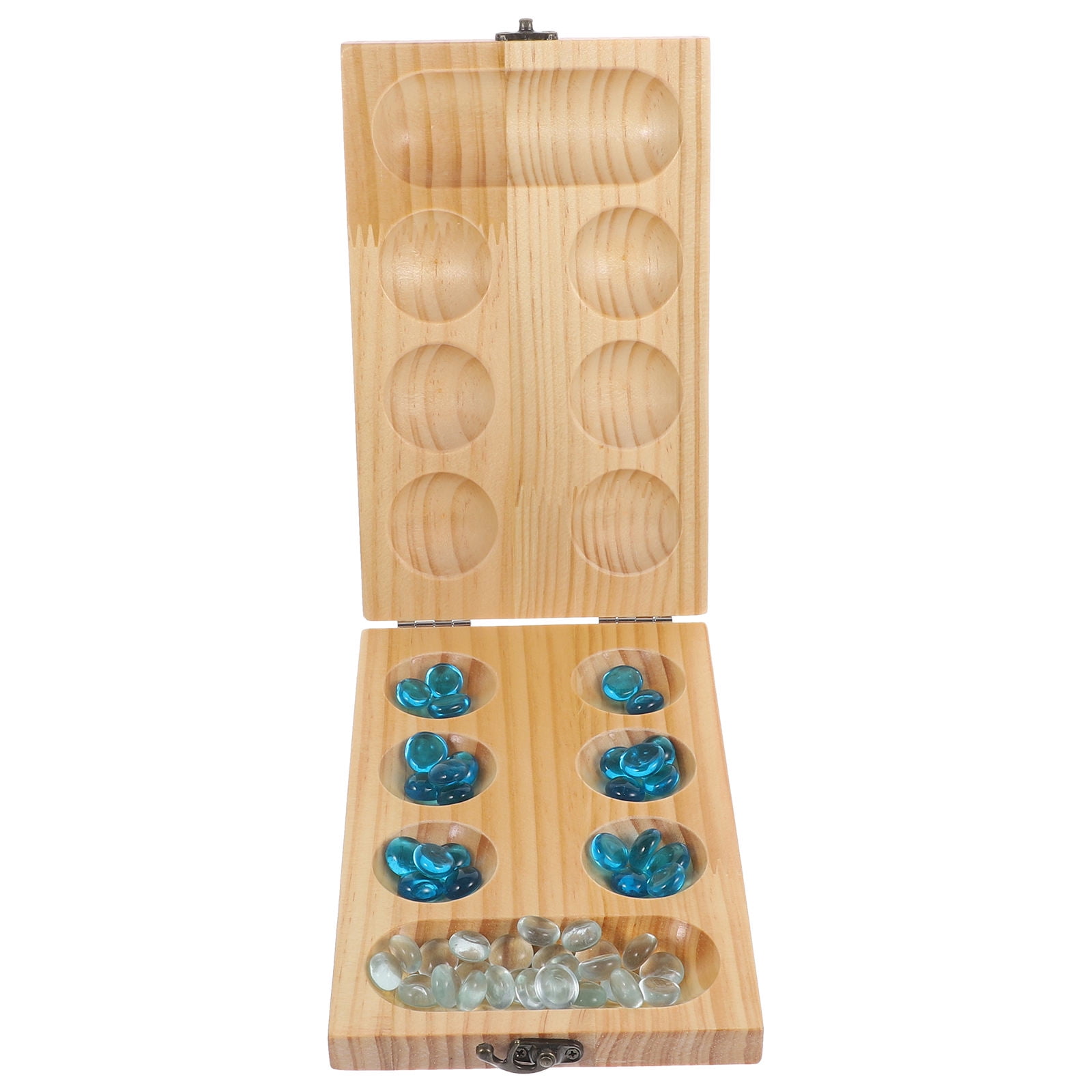 Compact Birch Wood Folding Mancala Game Set