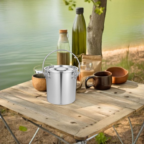YUNLIGHTS Stainless Steel Ice Bucket Portable Storage Container with Handle for Home Use