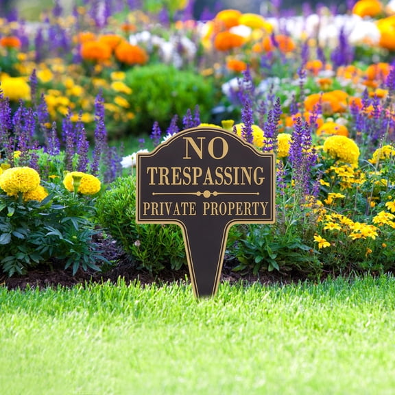 YUNLIGHTS Outdoor No Trespassing Sign for Yard Heavy Duty Metal Stake Weatherproof Design