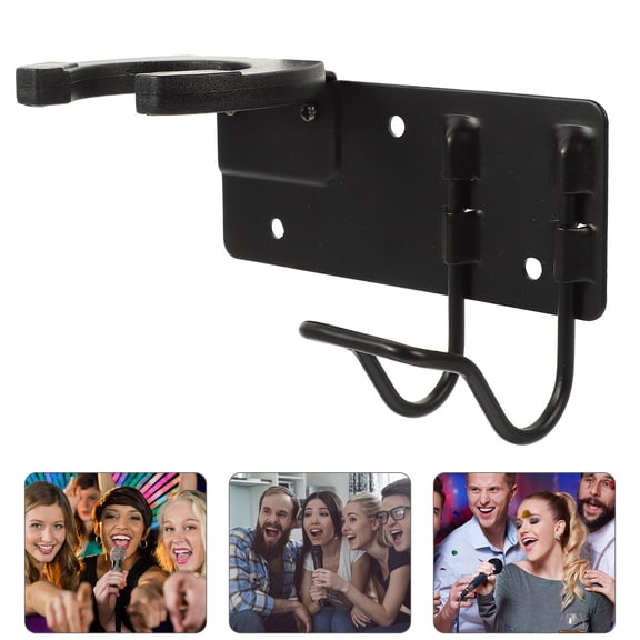 YUNLIGHTS Practical Wall Mounted Black Metal Microphone Holder with Space Saving Design