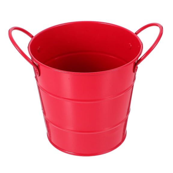 YUNLIGHTS Red Galvanized Trash Can with Handle Stylish Iron Waste Basket