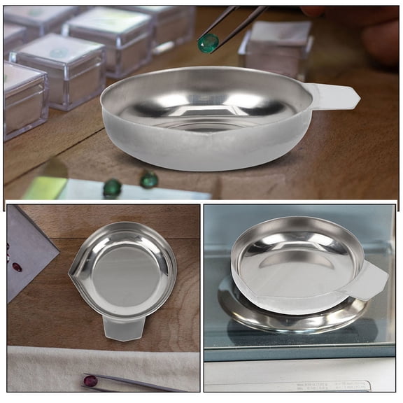 YUNLIGHTS Reusable Plated Silver Stainless Steel Weighing Dish for Accurate Home Scale Use