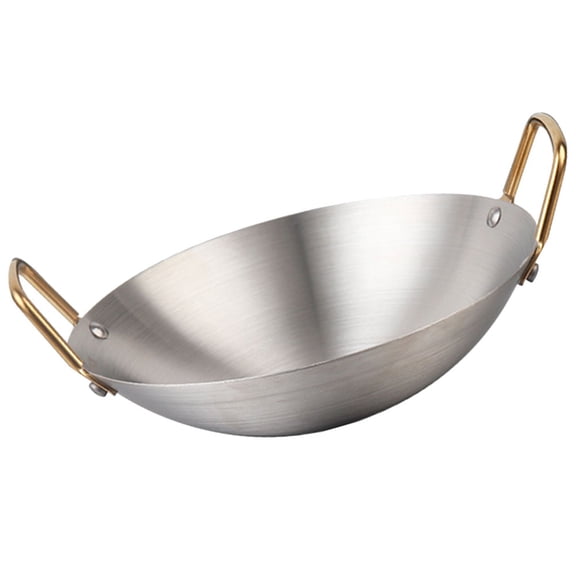 YUNLIGHTS Small Wok Hot Pot Stainless Steel Anti-scalding Round Pot for Home Kitchen 1Pcs
