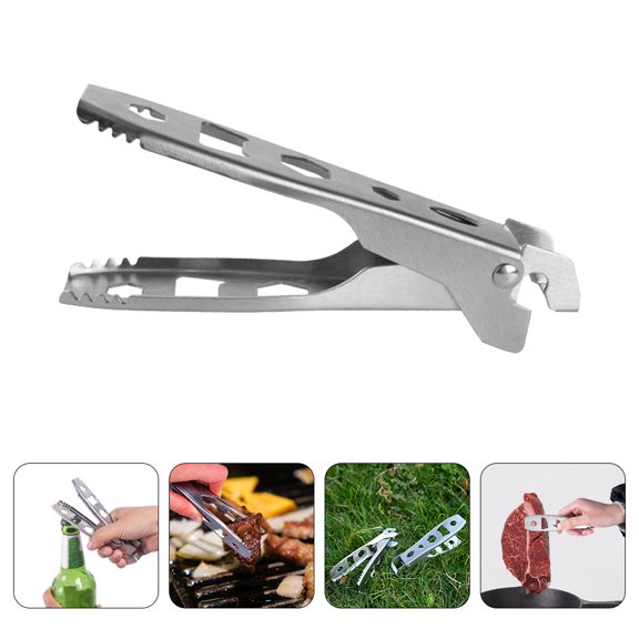 YUNLIGHTS Stainless Steel Camping Pot Lifter with Ergonomic Handle Multi Function Pot Clip Plated Silver