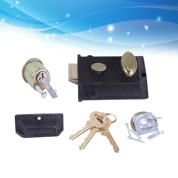 YUNLIGHTS Surface Mounted Cast Iron Deadbolt Lock for Wooden Metal Glass Doors with Anti Theft Feature