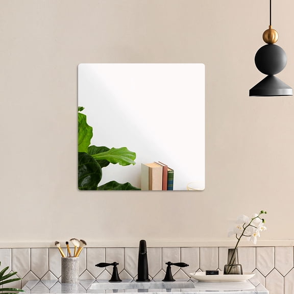 YUNLIGHTS Unbreakable Plated Silver Acrylic Mirror Tile with Adhesive Backing for Safe Wall Mounted Decor