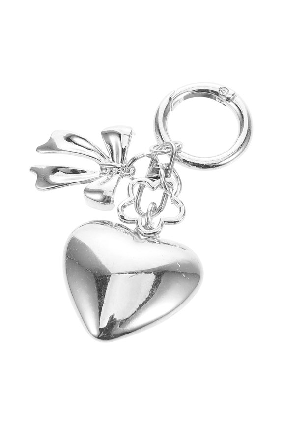 Durable Heart Keyring with Bowknot and Flower Charm for Decorative Bag Accessory