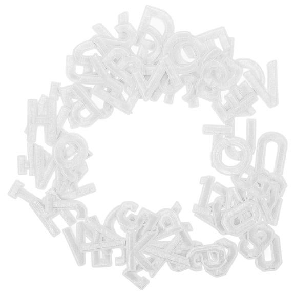 YUNLIGHTS White Embroidered Iron Alphabet Letter Patches for Clothes and Bags 72 Pieces
