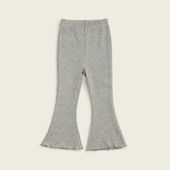 YUNLIUU Baby Girls Leggings Footless Tights Ruffle Leggings Cut Cotton Yoga Pants Knit Ribbed Tights Winter Warm Pants Leggings for Kids Size 4-5