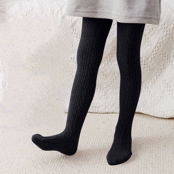 YUNLIUU Baby Girls Tights Cable Knit Leggings Classic Cotton Solid Leggings School Uniform Warm Stockings Tights Pantyhose Winter Warm Stocking Pants for Toddler Kids Girls Size 3-4