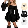 thumbnail image 1 of YUNLIUU Girls Off the Shoulder Pirate Dresses with Sash Two Piece Set Halloween Outfits for Girls,4-5 Years,2-Black, 1 of 6