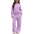 thumbnail image 1 of YUNLIUU Girls Sweatsuit 2 Piece Hoodies and Sweatpants Sweat Set,14 Years,Purple, 1 of 9