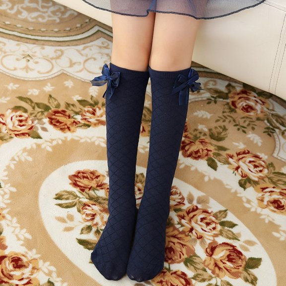 YUNLIUU Toddler Baby Girls Knee High Socks Cotton Uniform Socks Boys Girls Boot Socks Tube Ruffled Stockings For Little Big Kids 3-12 Years