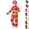 thumbnail image 1 of YUNLIUU Toddler Boys Firefighter Dress up Clothes Kids Halloween Outfit 3-4 Years,15-16 Years,3-Red, 1 of 8