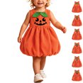 thumbnail image 1 of YUNLIUU Toddler Girl Pumpkin Dress Sleeveless Pumpkin Outfit Kids Dress up Halloween,2-3 Years,Orange-2, 1 of 5